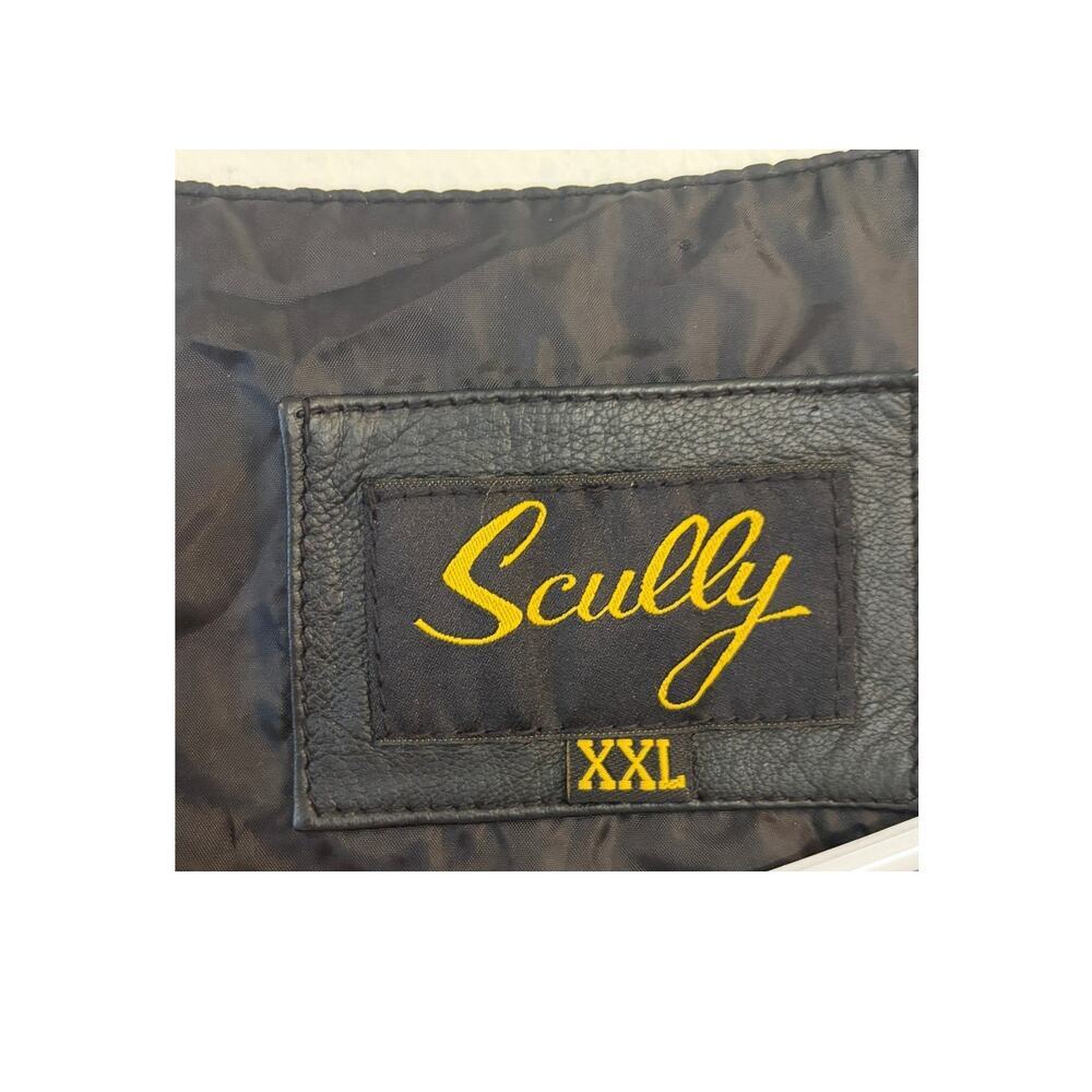 Scully Black Leather Western Vest Men's XXL Snap Front Cowboy Biker Ranch Wear - Picture 3 of 5